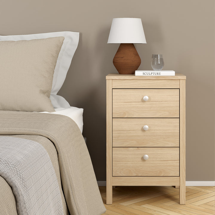 Madrid Bedside Table 3 Drawers in Jackson Hickory Oak