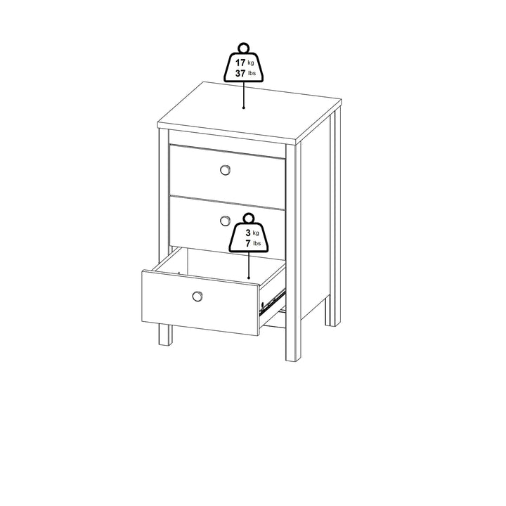 Madrid Bedside Table 3 Drawers in Cashmere