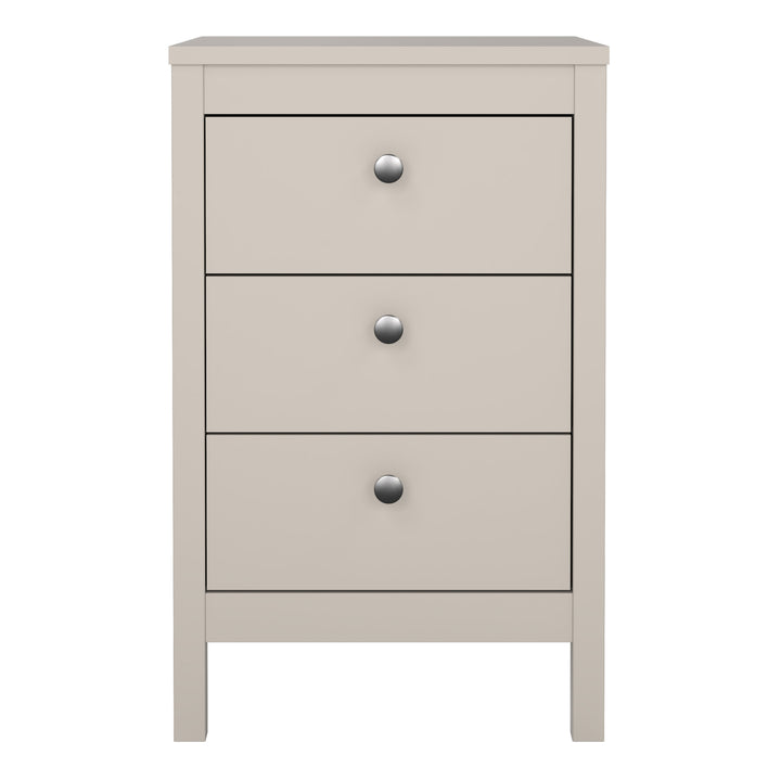 Madrid Bedside Table 3 Drawers in Cashmere