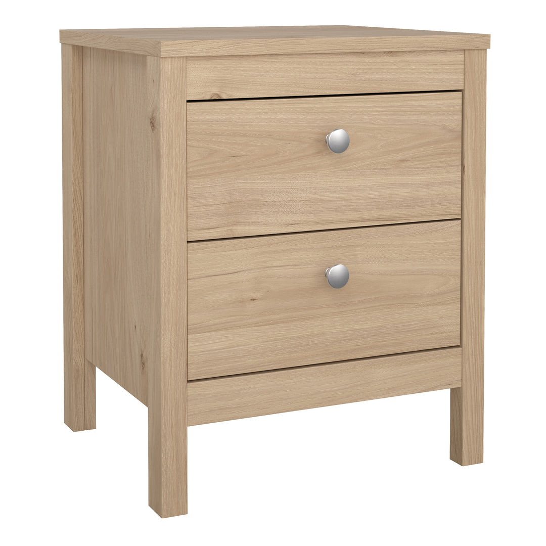 Madrid Package - Bedside Table 2 drawers + Chest 3+2 drawer + Wardrobe with 2 doors in Jackson Hickory Oak