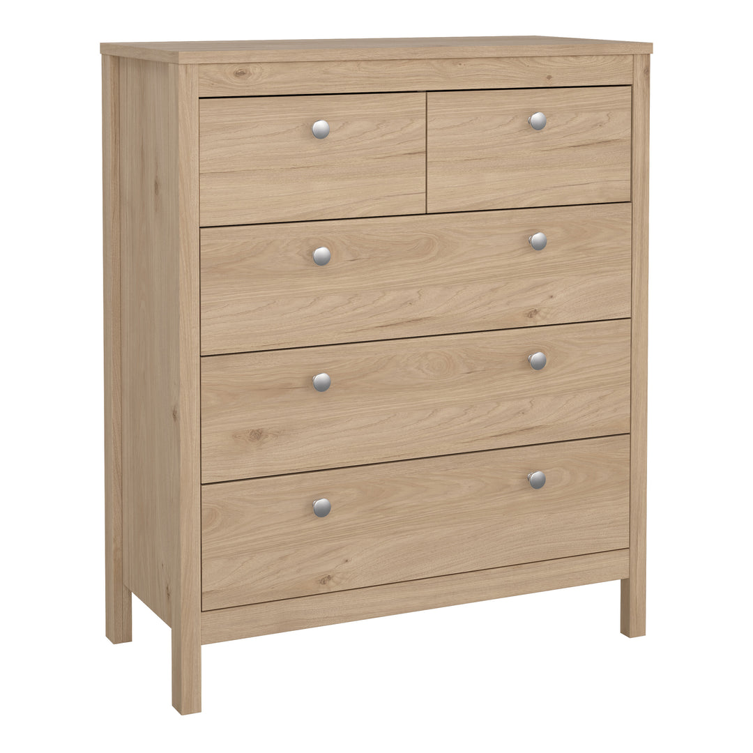 Madrid Package - Bedside Table 2 drawers + Chest 3+2 drawer + Wardrobe with 2 doors in Jackson Hickory Oak