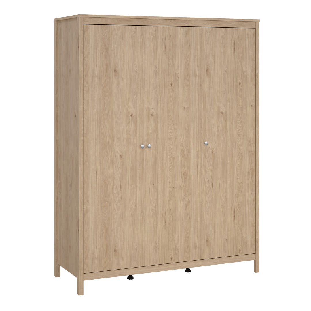 Madrid Package - Bedside Table 2 drawers + Chest 3+2 drawer + Wardrobe with 3 doors in Jackson Hickory Oak