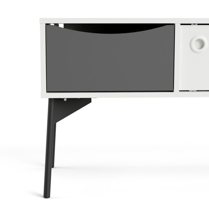 Fur TV-Unit 2 Sliding Doors 1 Drawer in Grey and White - TidySpaces