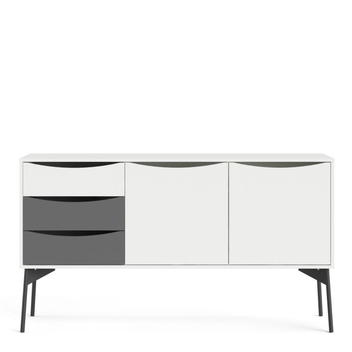 Fur Sideboard 2 Doors 3 Drawers in Grey and White - TidySpaces