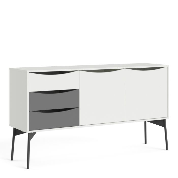 Fur Sideboard 2 Doors 3 Drawers in Grey and White - TidySpaces