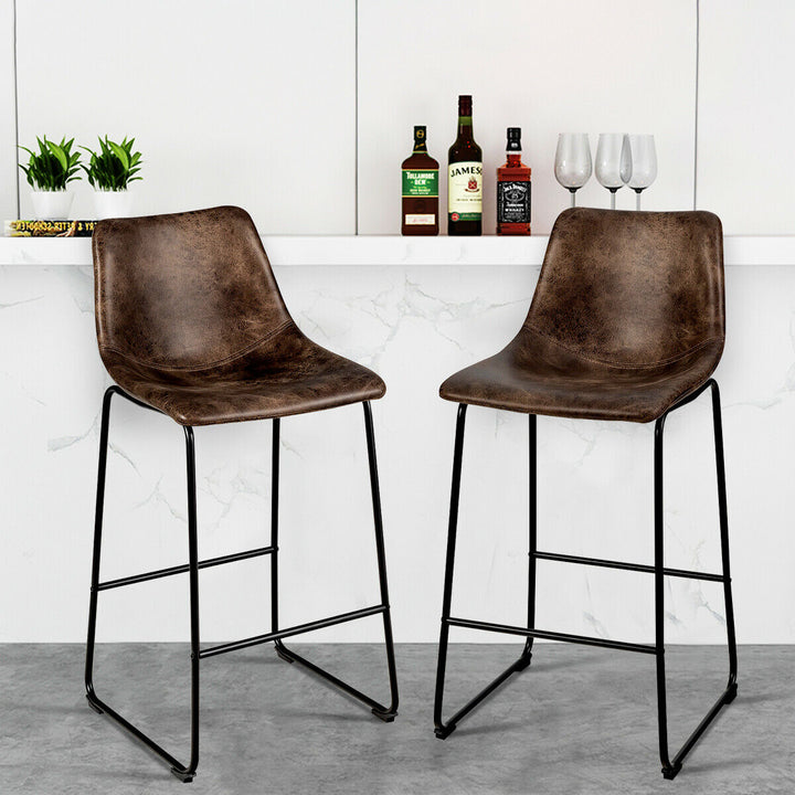 Set of 2 Vintage Faux Suede Bar Stools - TidySpaces