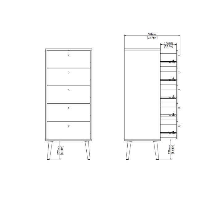 Cumbria Chest 5 Drawers Dark Grey