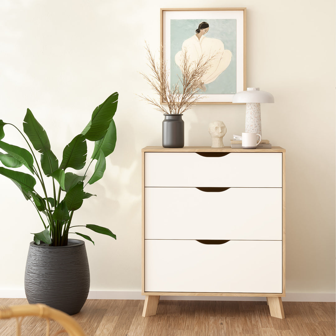 Ikast Chest 3 Drawers in Jackson Hickory and White