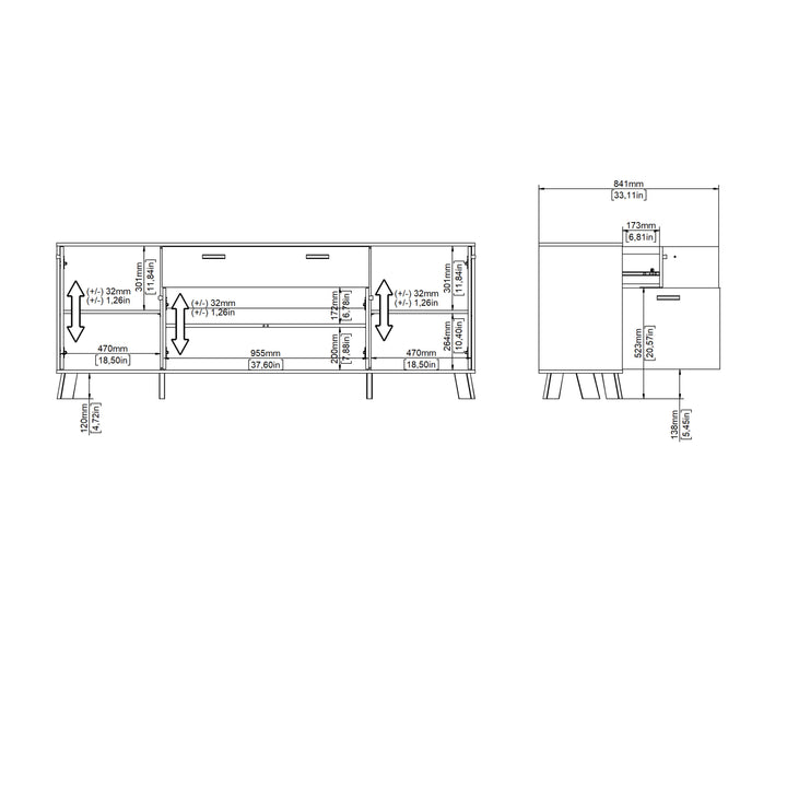 Ikast Sideboard 4 Doors + 1 Drawer in Jackson Hickory and White