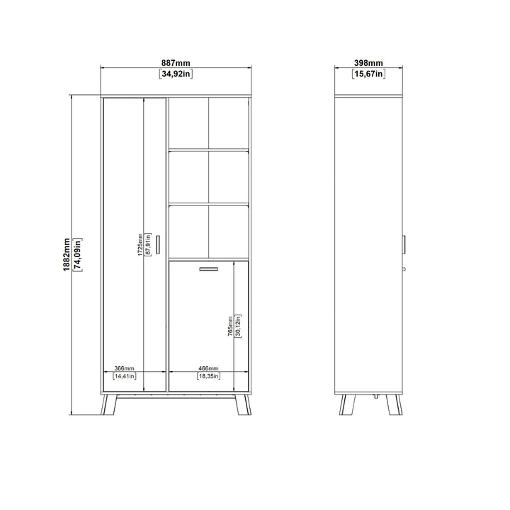 Ikast China Cabinet 2 Doors in Jackson Hickory and White