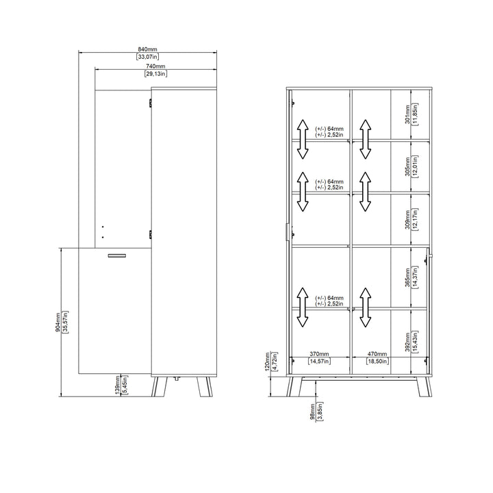 Ikast China Cabinet 2 Doors in Jackson Hickory and White