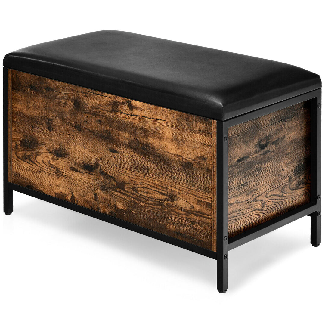 Rustic Ottoman Stool with Padded Seat - TidySpaces