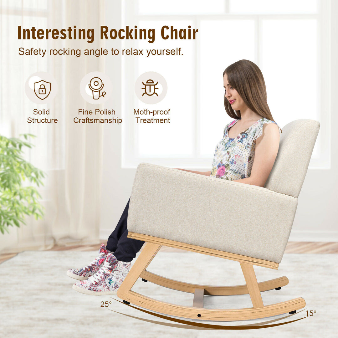 Fabric Upholstered Recliner Rocking Chair Armchair Lounge Sofa Seat Relax Rocker - TidySpaces