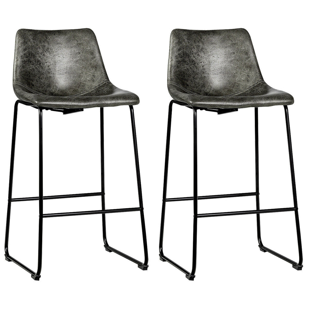 Set of 2 Vintage Faux Suede Bar Stools - TidySpaces