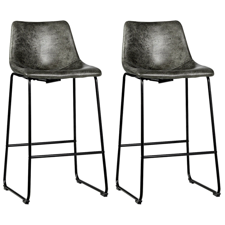 Set of 2 Vintage Faux Suede Bar Stools - TidySpaces