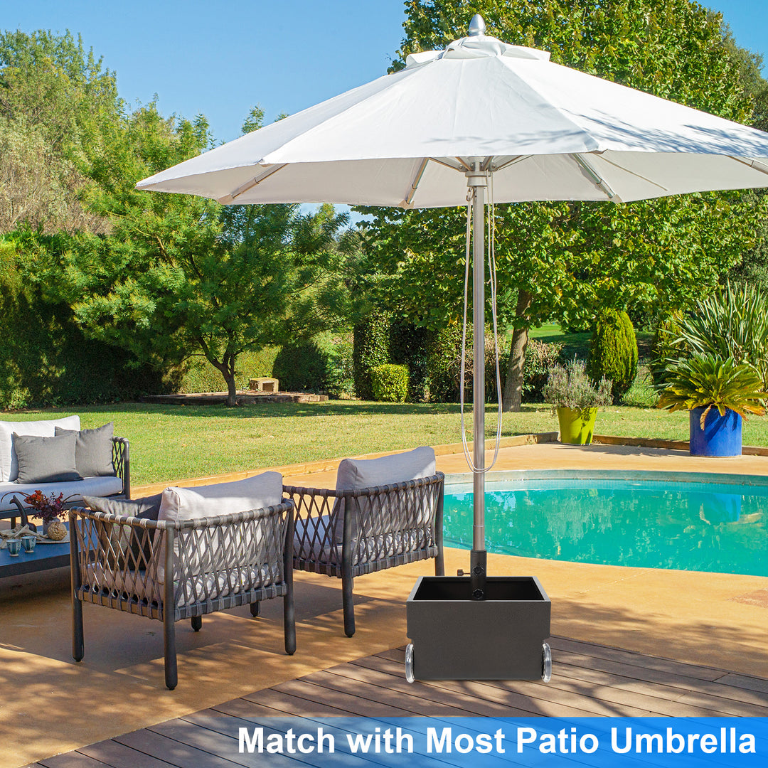 77kg 2-IN-1 Patio Umbrella Base with 2 Universal Wheels
