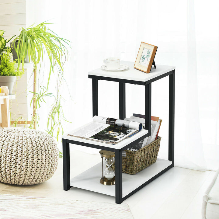 Industrial Styled End Table with 3 Shelves - TidySpaces