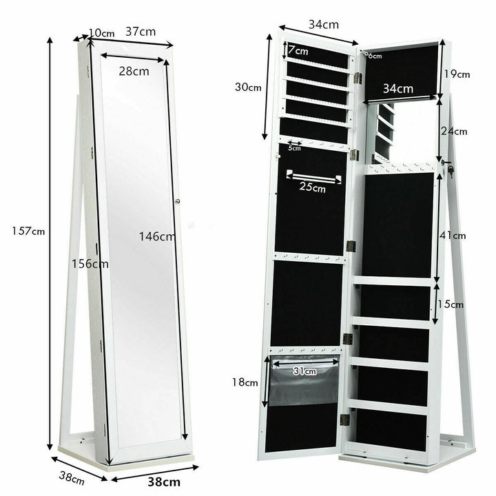 3 in 1 Mirrored Jewelry Armoire with Display Shelves - TidySpaces