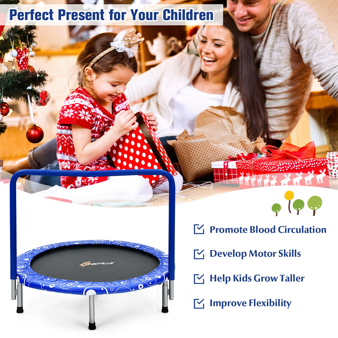 Child's Folding Trampoline with Padded Edge Cover and Full Covered Handle