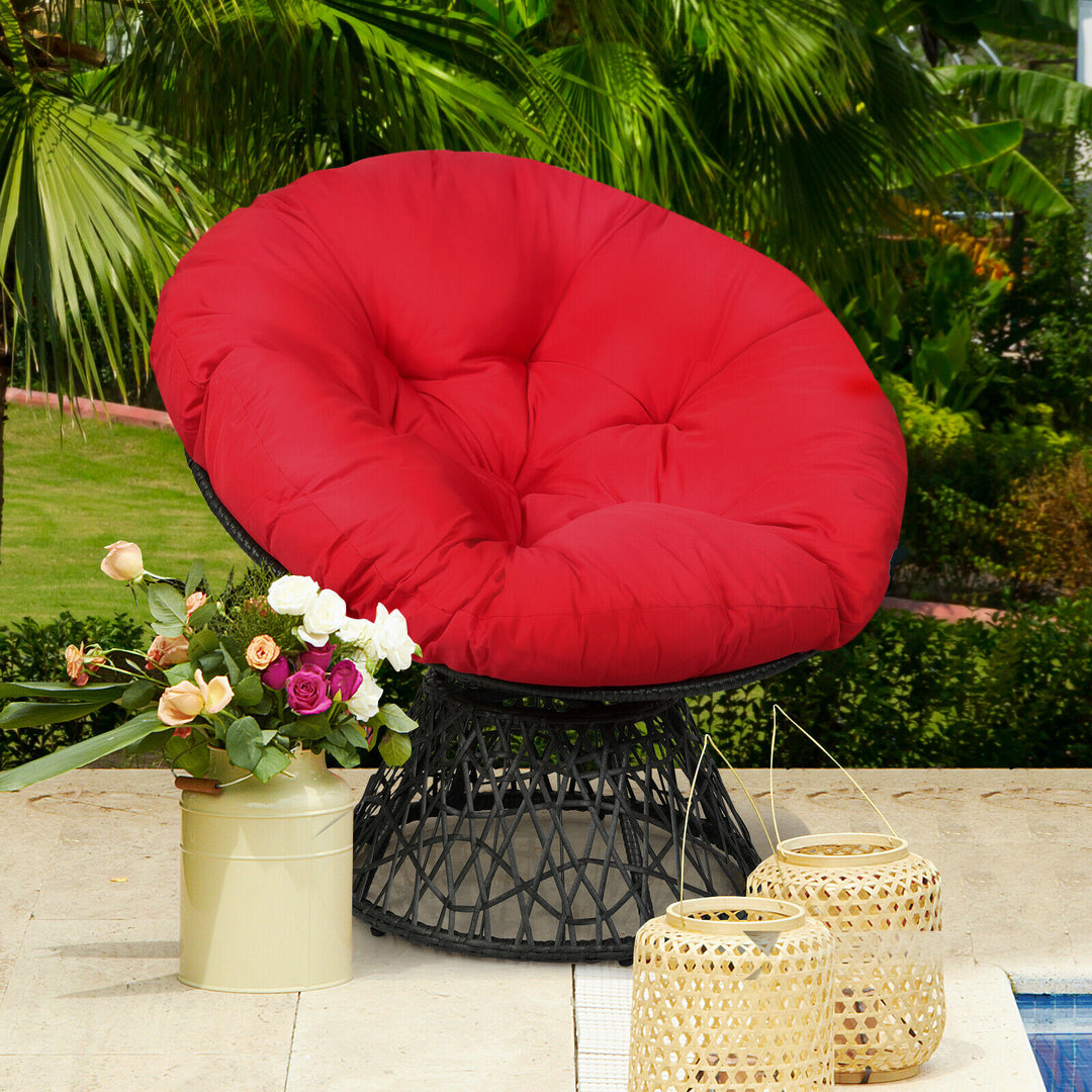 Rattan Papasan Chair with 360° Swivel and Soft Cushion