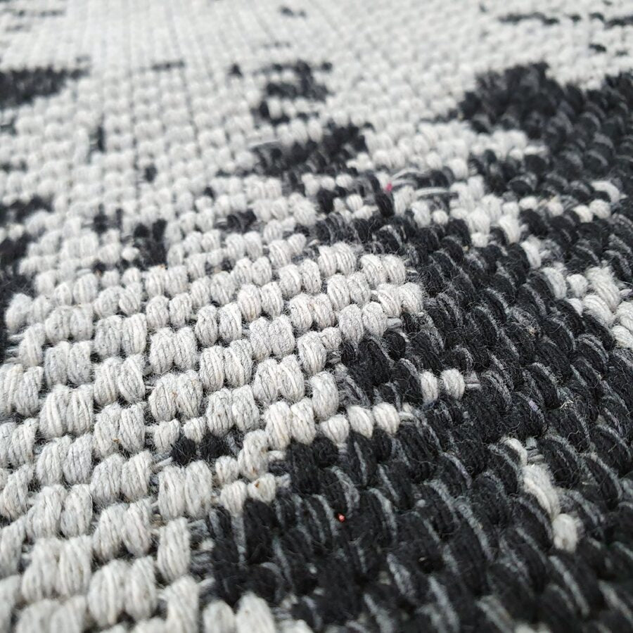 Cotton Rug Grey Black Abstract