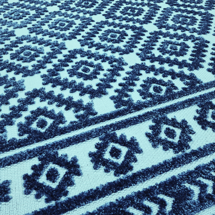 Outdoor Rug Navy Blue Light Blue Diamond