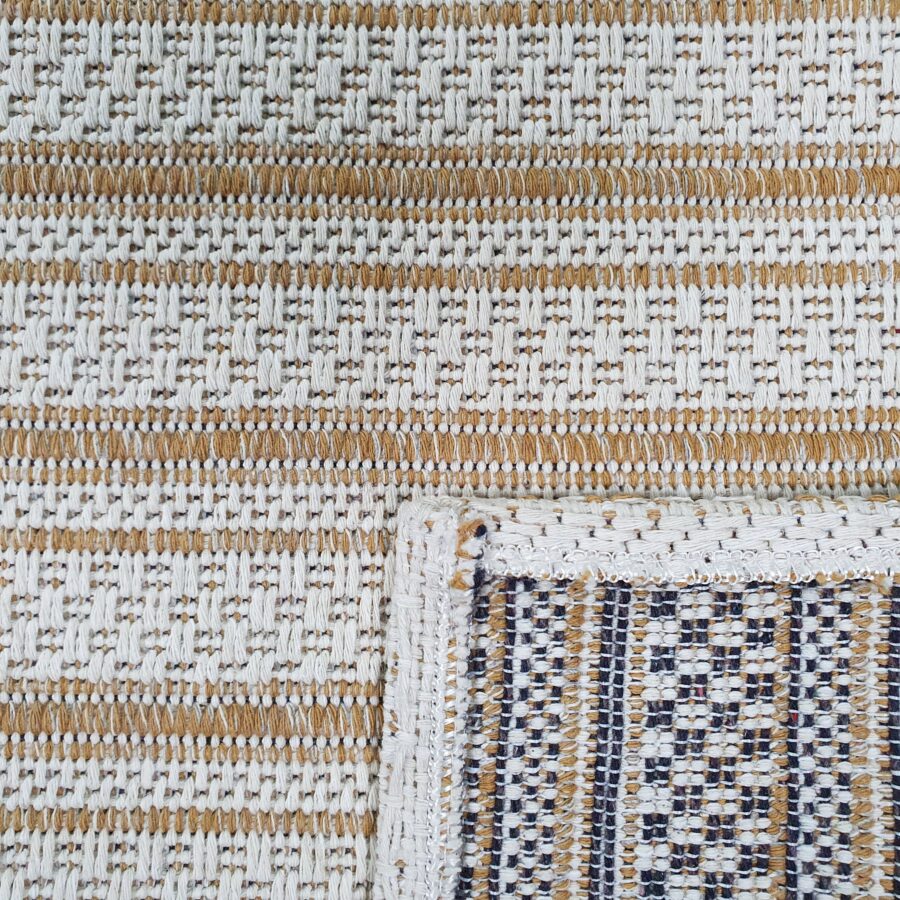 Cotton Rug Mustard Cream Striped