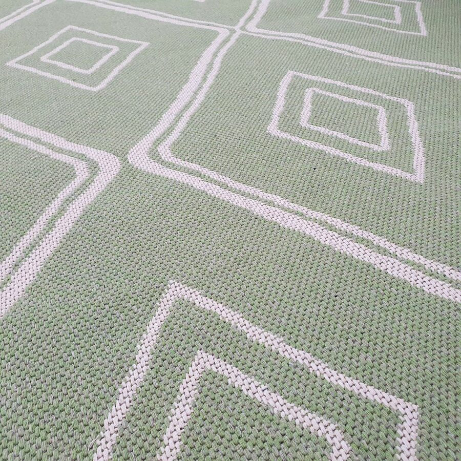 Cotton Rug Green Diamond - TidySpaces