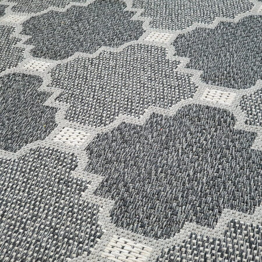 Cotton Rug Runner Trellis Grey