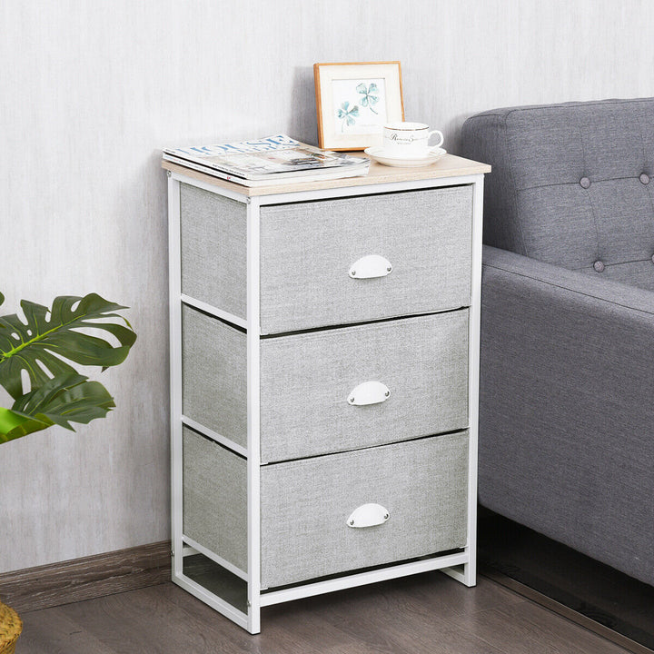 Fabric Nightstand Bedside Storage Cabinet Folding Drawers - TidySpaces