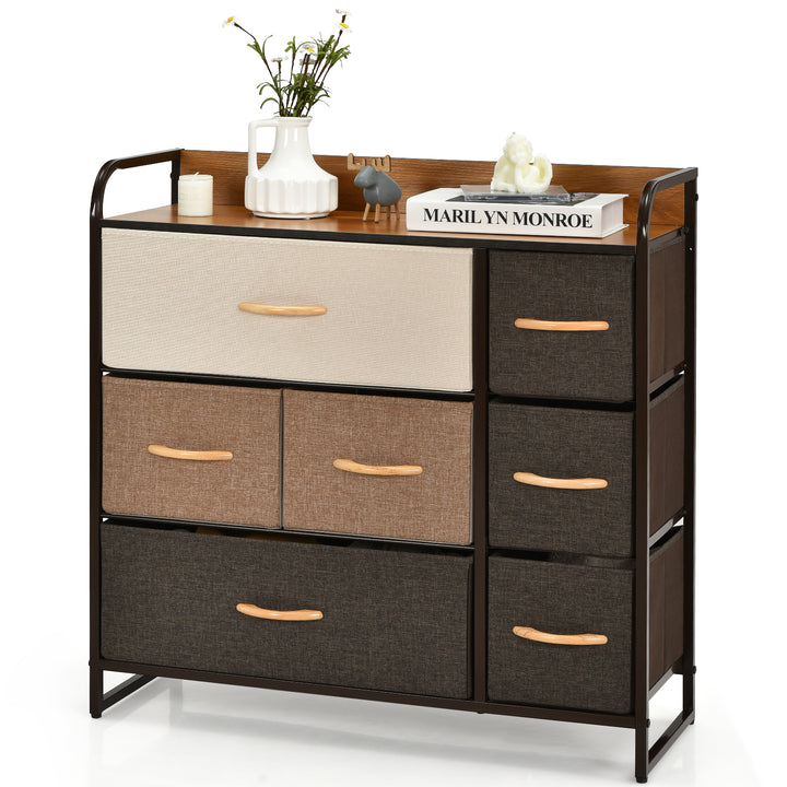 7 Drawer Dresser with Wooden Top for Bedroom Hallway - TidySpaces