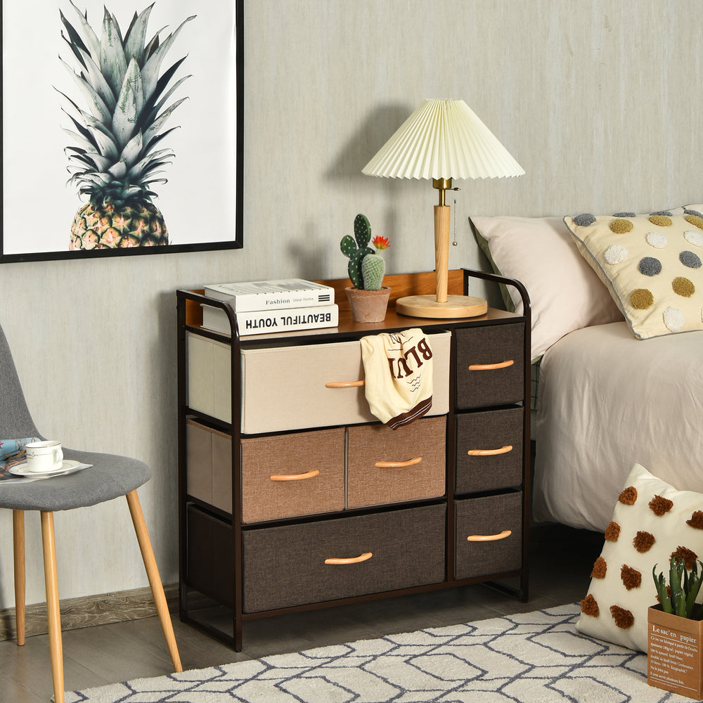 7 Drawer Dresser with Wooden Top for Bedroom Hallway - TidySpaces