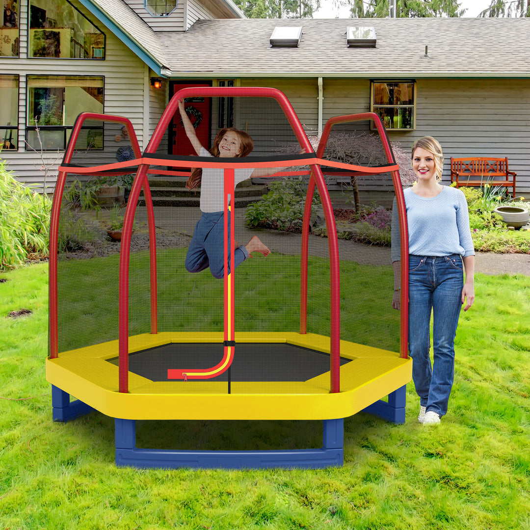 7 Feet Kids Trampoline with Safety Enclosure Net