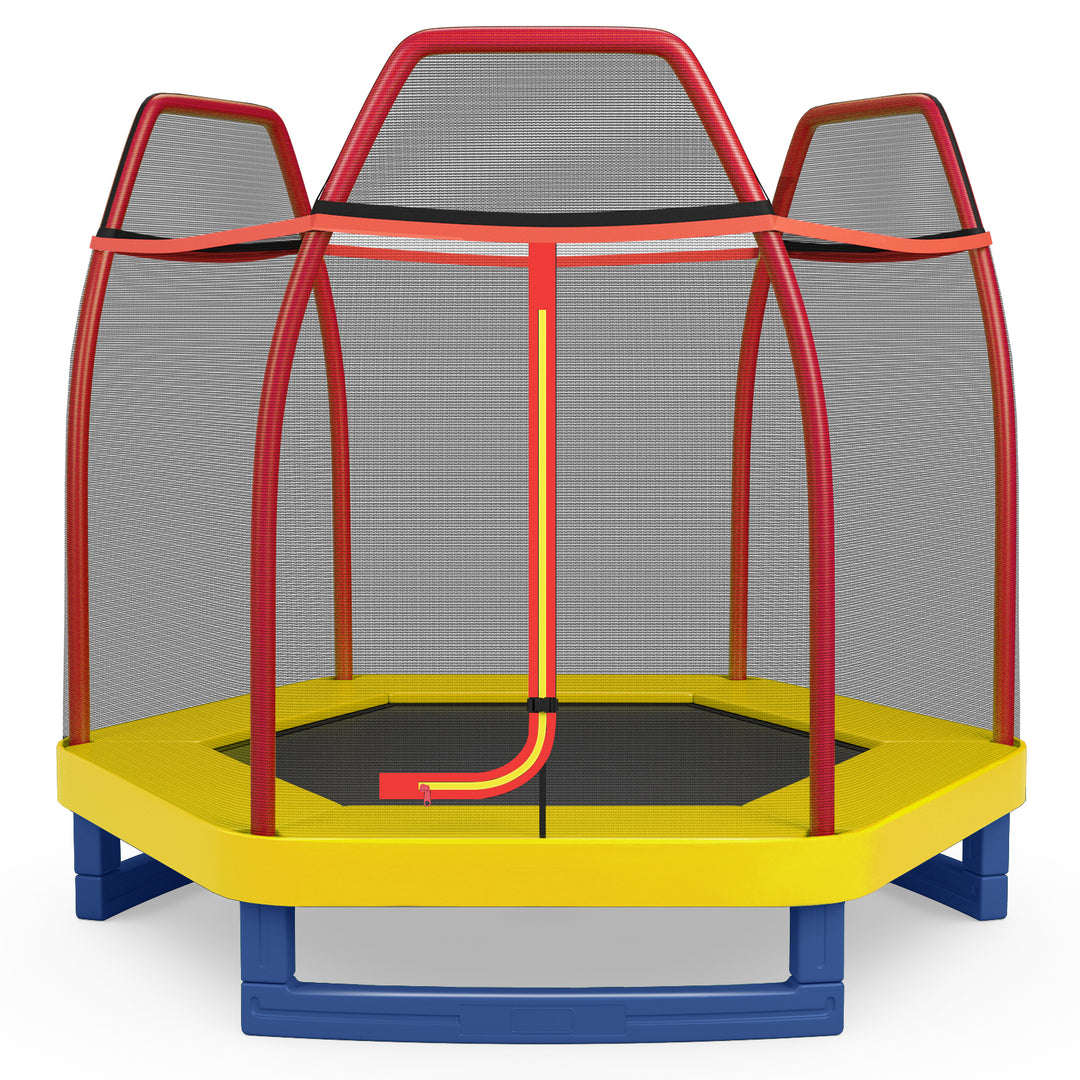 7 Feet Kids Trampoline with Safety Enclosure Net