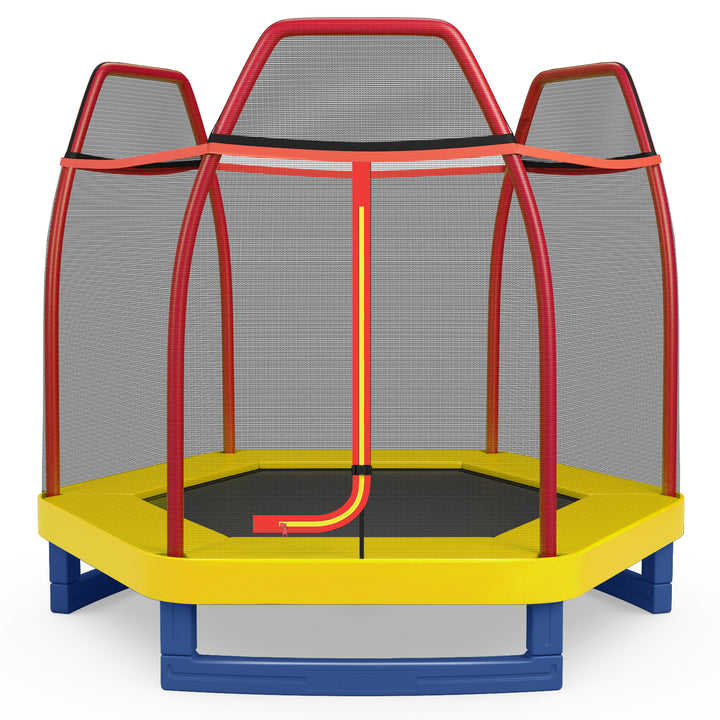 7 Feet Kids Trampoline with Safety Enclosure Net