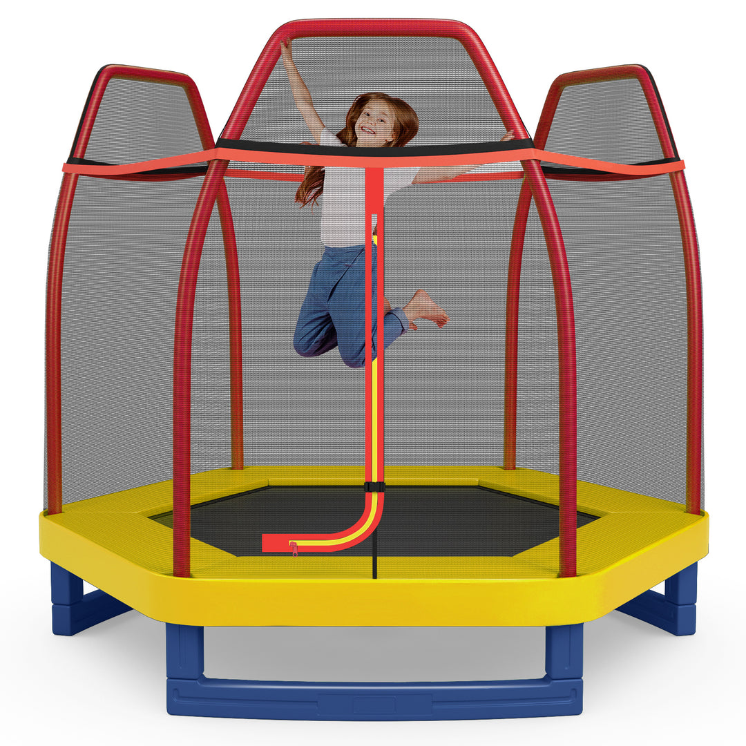 7 Feet Kids Trampoline with Safety Enclosure Net