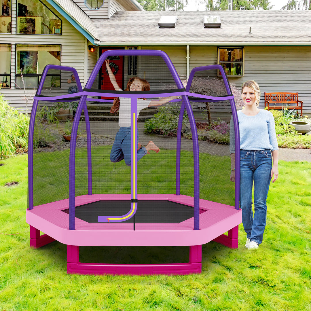 7 Feet Kids Trampoline with Safety Enclosure Net