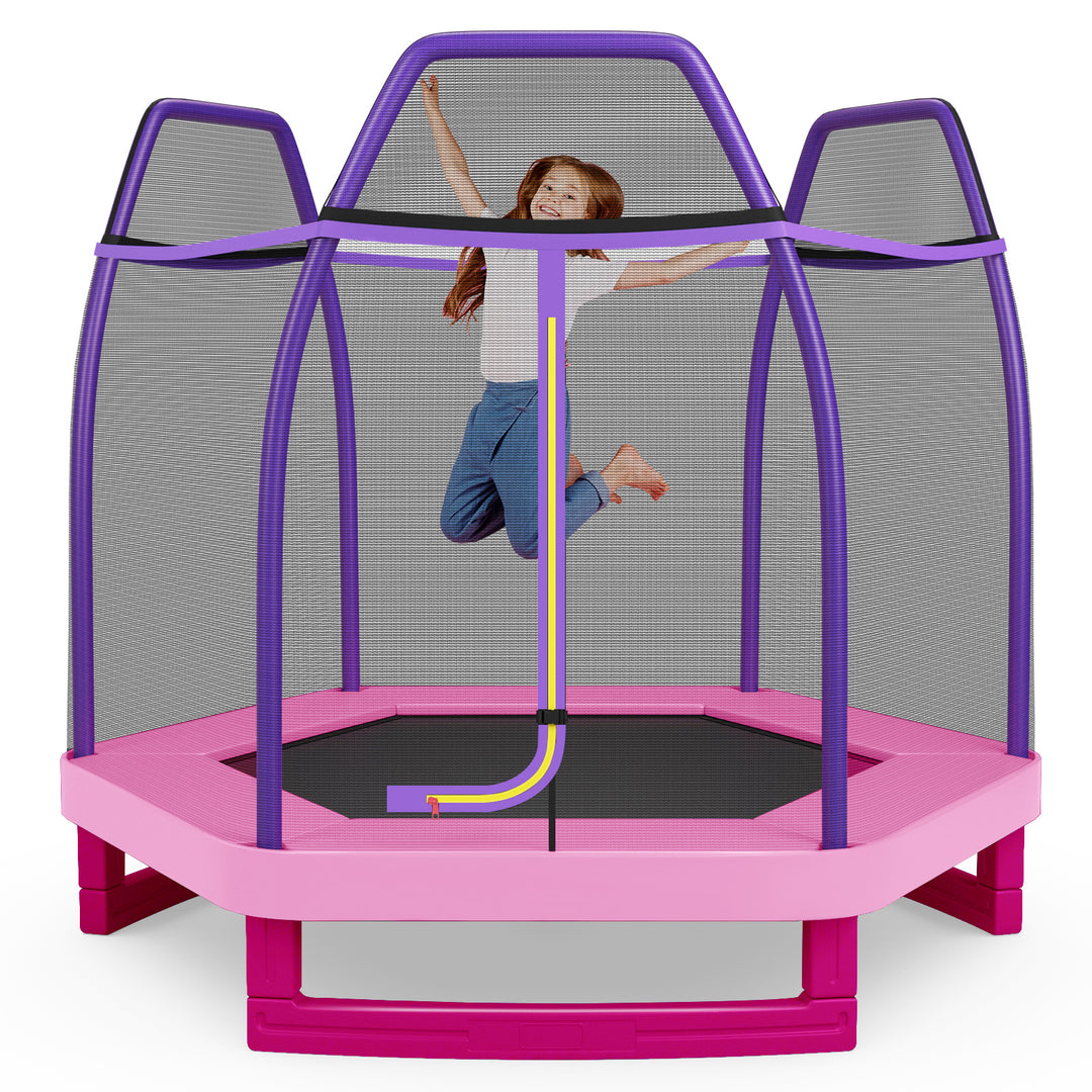 7 Feet Kids Trampoline with Safety Enclosure Net