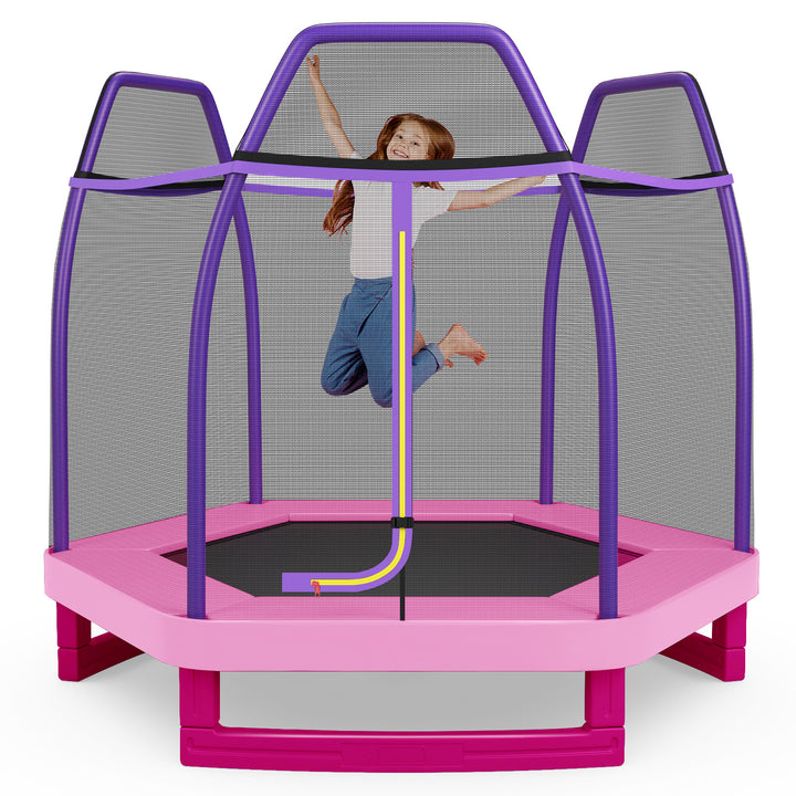 7 Feet Kids Trampoline with Safety Enclosure Net