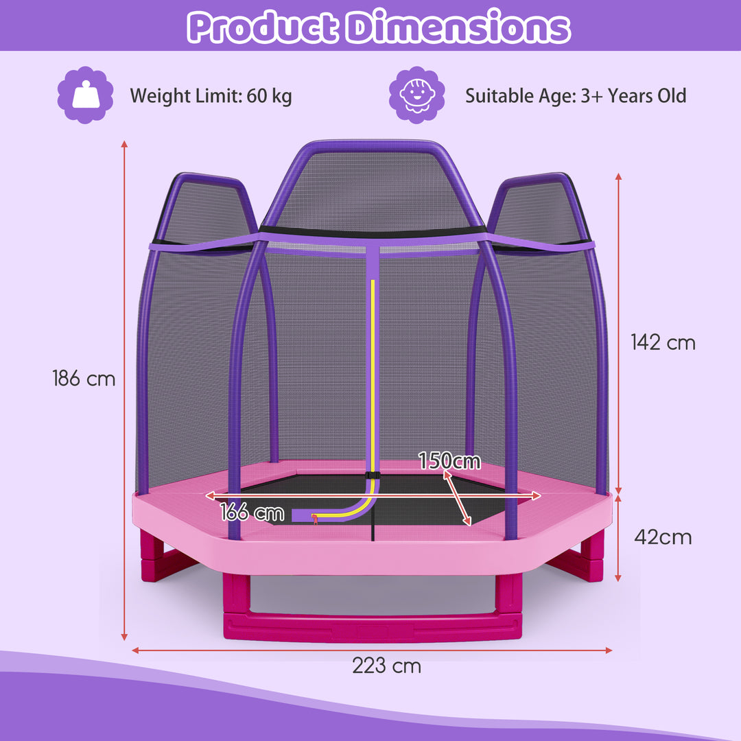 7 Feet Kids Trampoline with Safety Enclosure Net