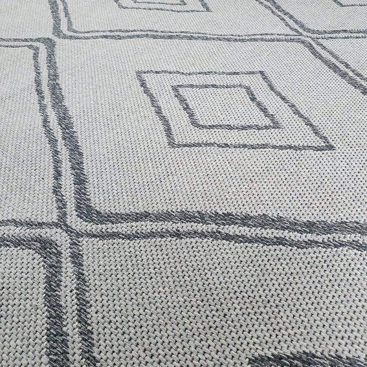 Cotton Rug Cream Grey Diamond