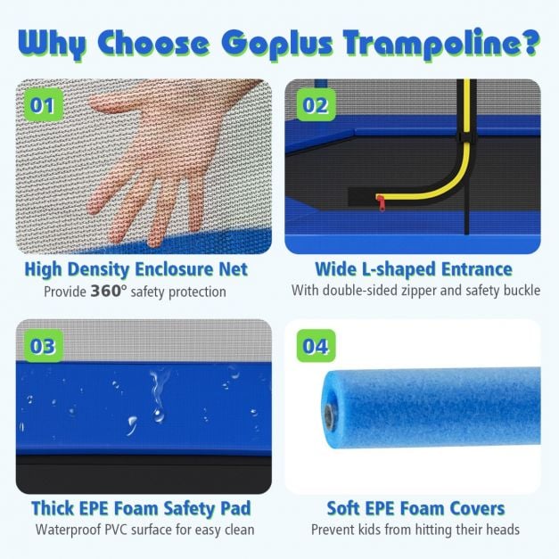 7 Feet Kids Toddler Trampoline with Safety Enclosure Net