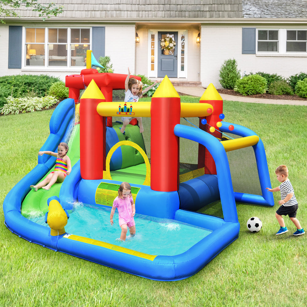 7-in-1 Inflatable Water Slide Bounce House without Blower - TidySpaces