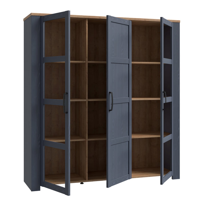 Bohol Large Display Cabinet inc. 4x LED Lights in Riviera Oak/Navy