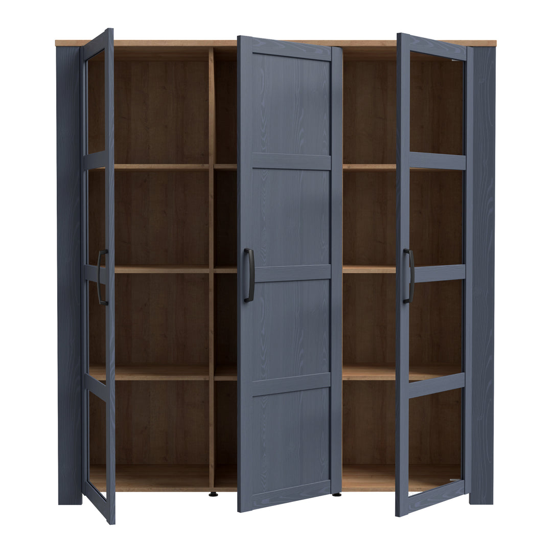 Bohol Large Display Cabinet inc. 4x LED Lights in Riviera Oak/Navy