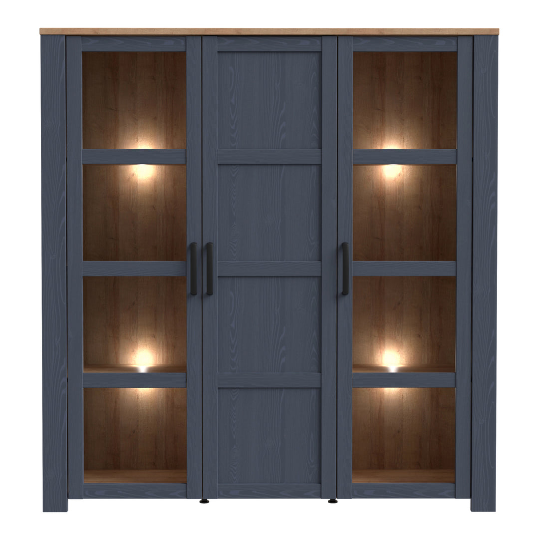 Bohol Large Display Cabinet inc. 4x LED Lights in Riviera Oak/Navy