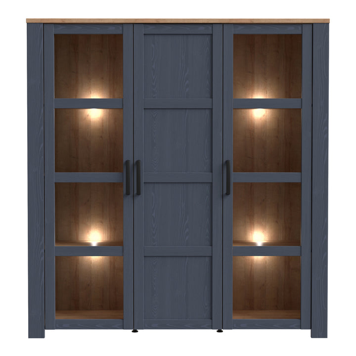 Bohol Large Display Cabinet inc. 4x LED Lights in Riviera Oak/Navy