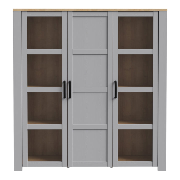 Bohol Large Display Cabinet inc. 4x LED Lights in Riviera Oak/Grey Oak