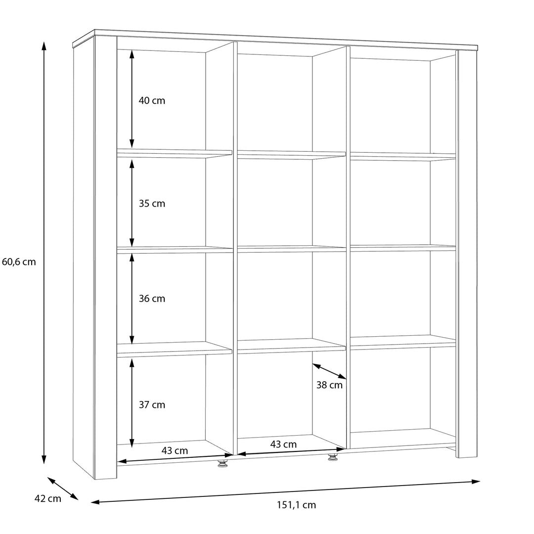 Bohol Large Display Cabinet inc. 4x LED Lights in Riviera Oak/Grey Oak