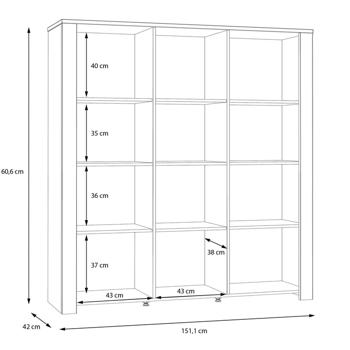 Bohol Large Display Cabinet inc. 4x LED Lights in Riviera Oak/Grey Oak